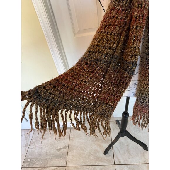 Handmade Knit shawl Earthtone Scarf One Size Fits All - Picture 3 of 5
